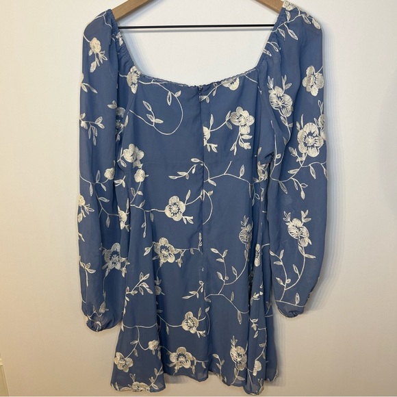 Altar’d State Freya Long Sleeve Embroidered Blue, White Floral Dress, Sz Medium - Picture 10 of 13